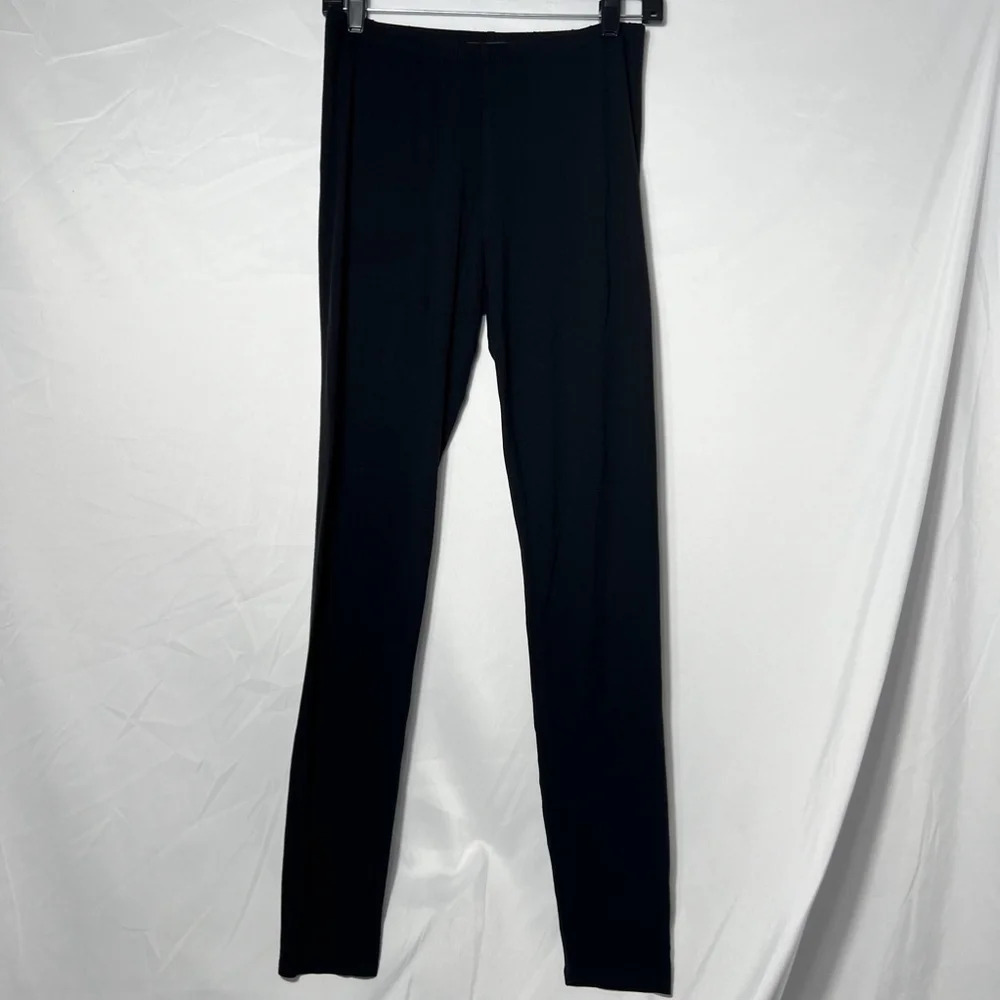 Eileen Fisher Womens Black Jersey Knit Slim‎ Leggings Elastic Waist S/P